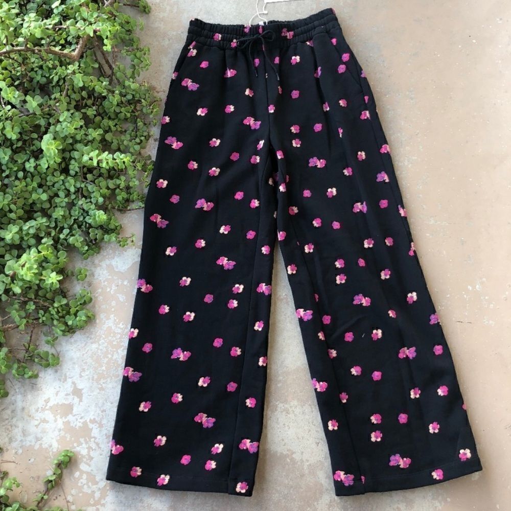 Rebecca Taylor Floriana Floral Wide Leg Sweatpants Small